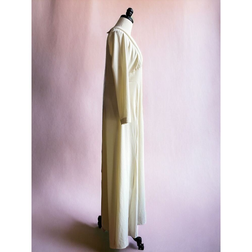 Vintage 70s Ivory Maxi Dress | Long Sleeve Gown | Mod Wedding | Size M - Picture 9 of 9